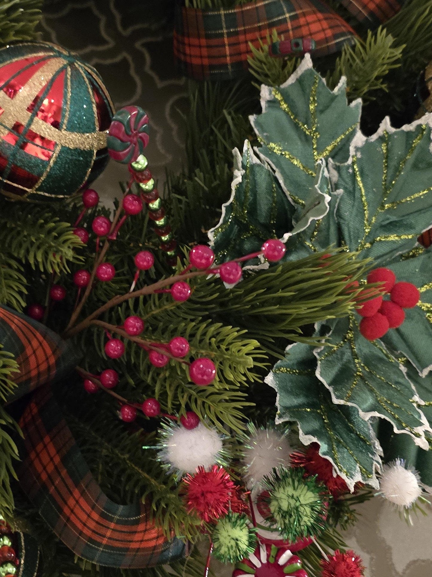 Luxury Traditional Christmas Wreath | Red & Green Front Door Wreath | 50cm (20")