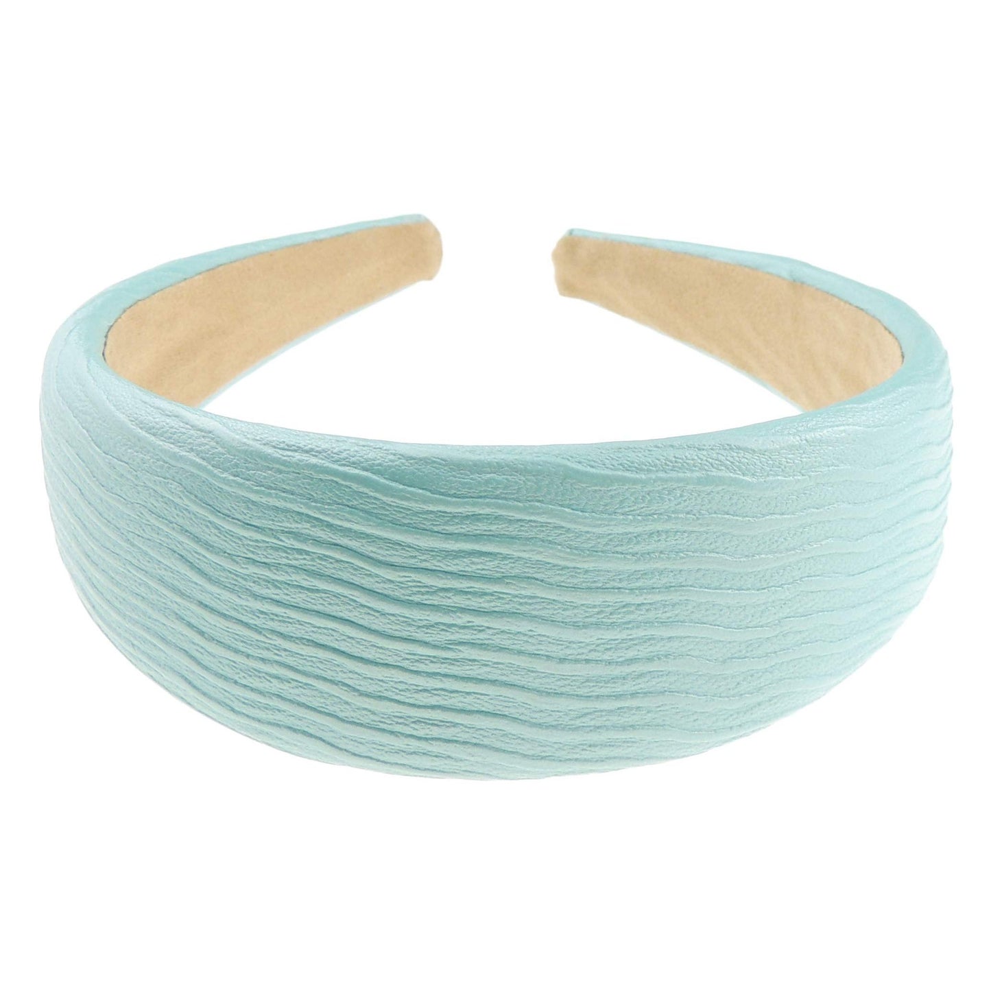 Women Slightly Padded Sponge Wide Thick Leather Look Textured Wavy Lines Summer Wedding Party Birthday Bridal Headband Alice Band Hair Accessories Hairband Christmas Birthday Bridesmaid