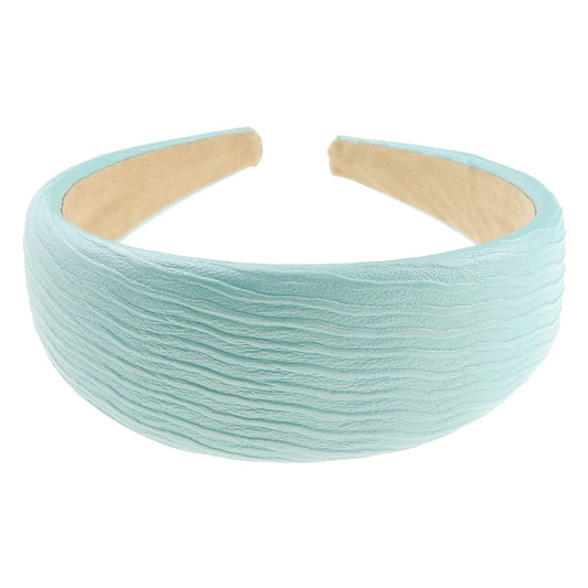 Women Slightly Padded Sponge Wide Thick Leather Look Textured Wavy Lines Summer Wedding Party Birthday Bridal Headband Alice Band Hair Accessories Hairband Christmas Birthday Bridesmaid