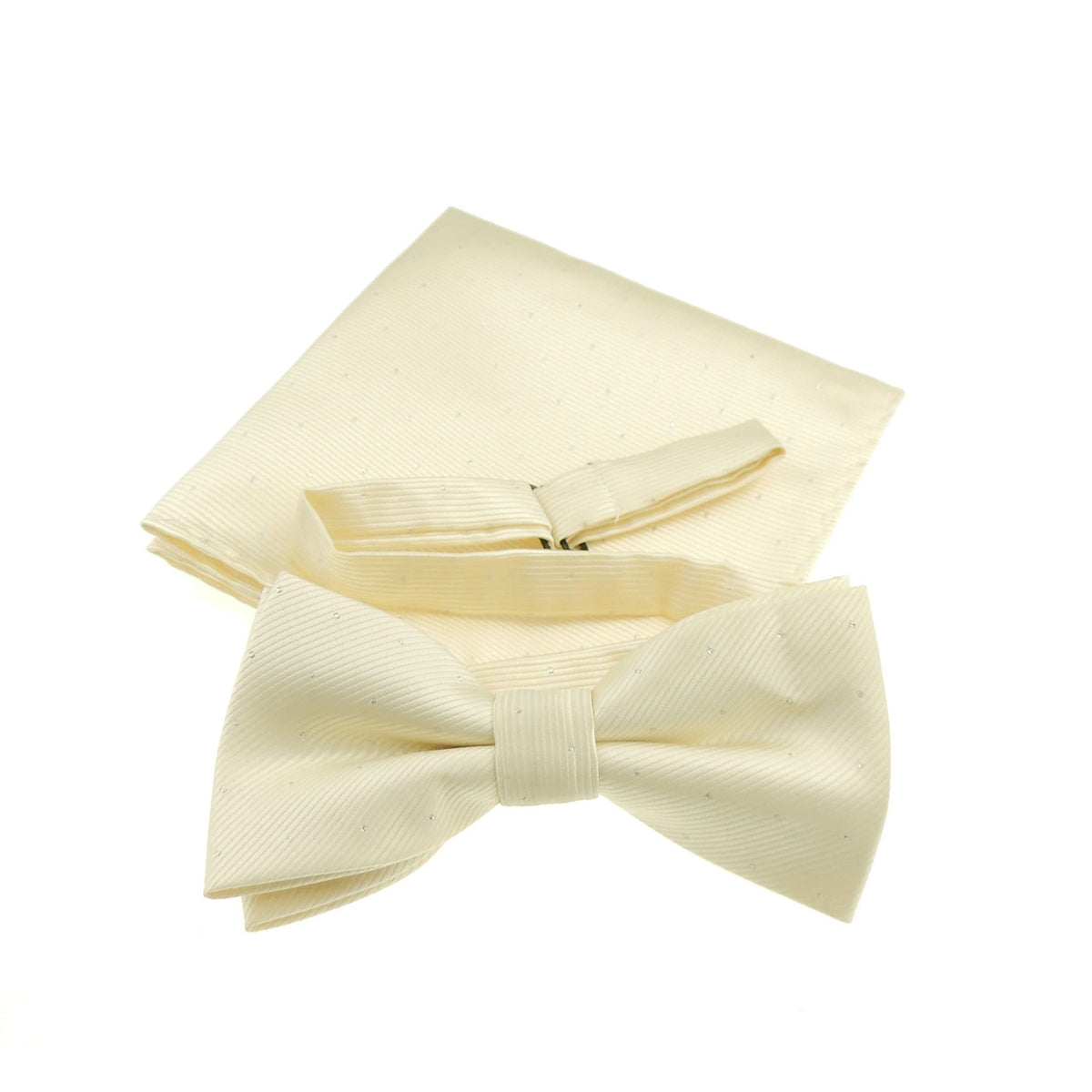 Men's Evening Black Tie Wedding Groom Fine Silver Glitter Flocked Print Bow Tie & Pocket Square Set in over 20 Colours