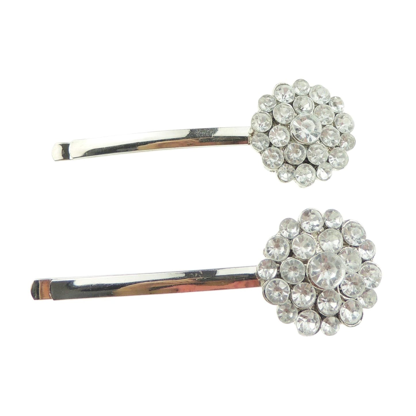 Ladies Pair of 2 Circle Sparkly Crystal Hair Grip Clip