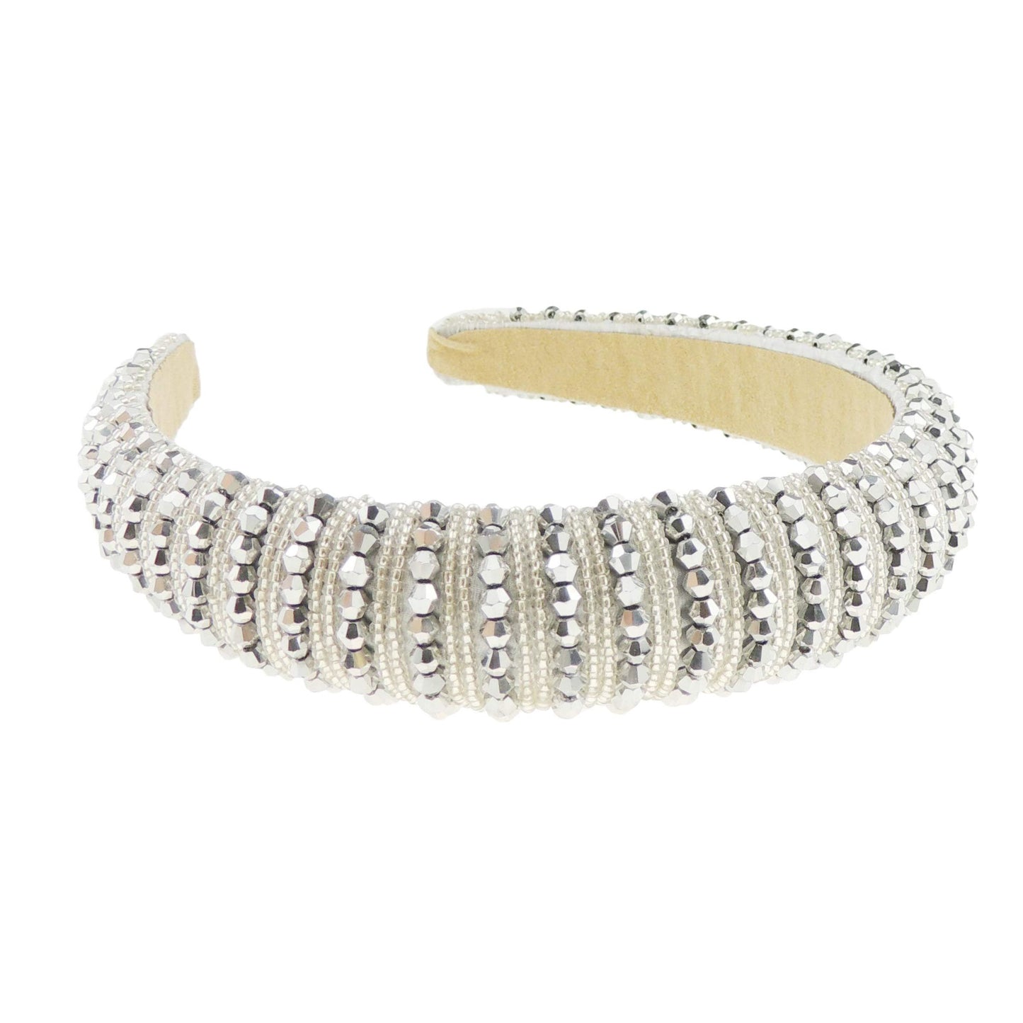 Womens Sparkly Beaded Rhinestone Embellished Jeweled Crystal Wide Bump Thick Padded Evening Formal Occasion Christmas Birthday Wedding Bridal Party Headband Hair Alice Band Hairband