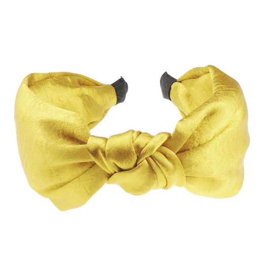 Ladies Wide Thick Draped Slinky Satin Top Knot Fashion Formal Summer Fabric Boho Vintage Headband Alice Band Women Hair Accessory Hairband Christmas Birthday Wedding Guest (Old Gold)