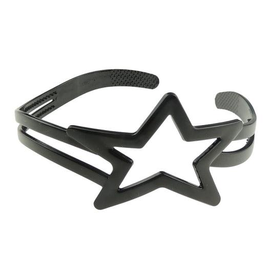 GIRLS SMALL HEAD LADIES School Uniform Work Gym Yoga Birthday Party Hair Accessories Plain Plastic Wide Stencil Short Long Hair Headband Alice Band Hairband Shooting Star Black