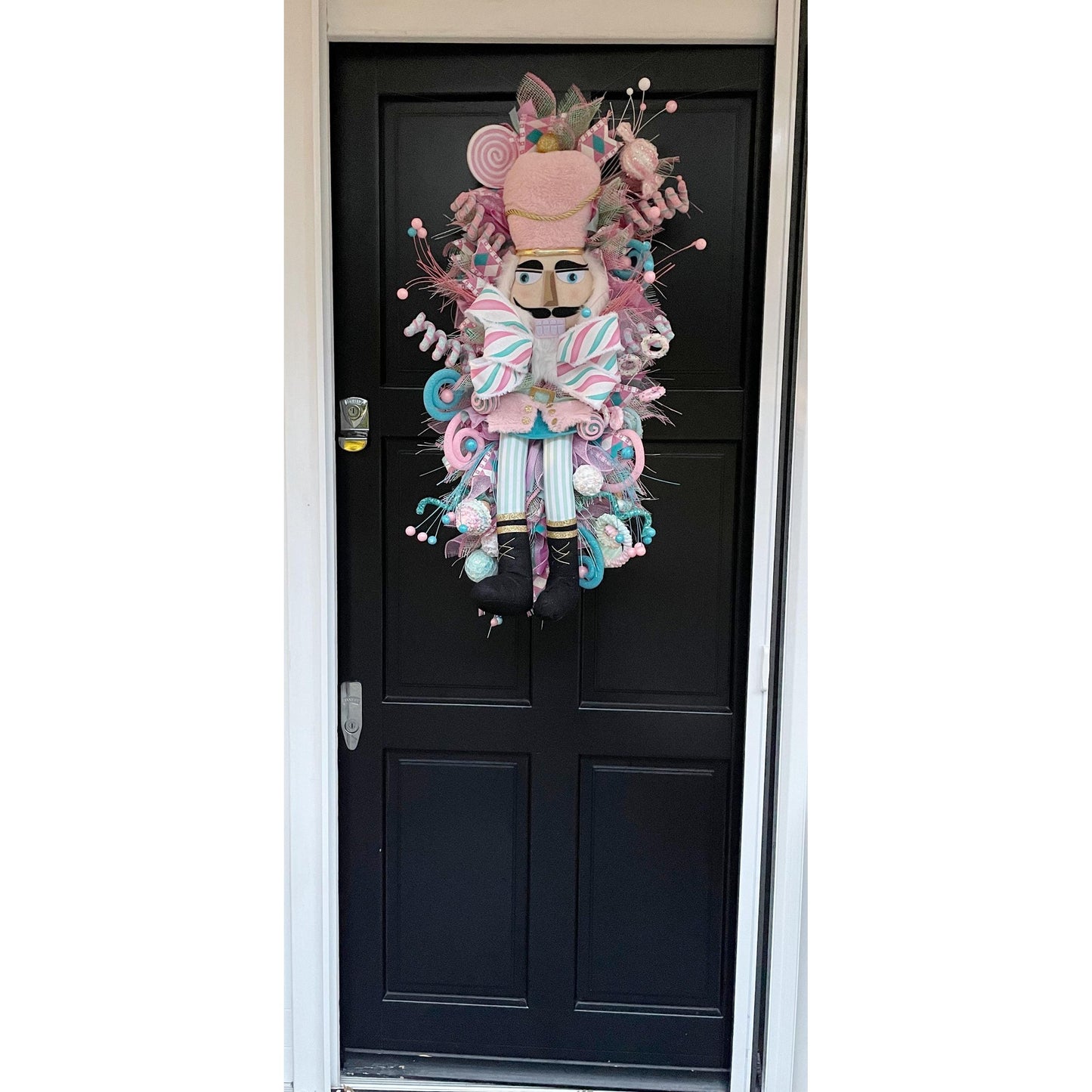 XXL Nutcracker Candy Christmas Wreath Front Door Sweets Pink Blue Xmas Swag