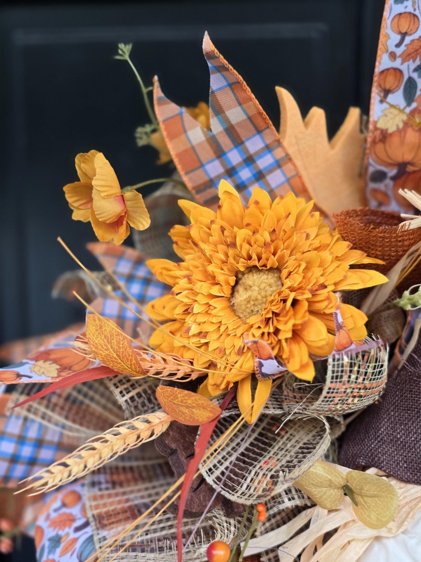 Luxury Scarecrow Autumn Wreath | Harvest Front Door Wreath | Thanksgiving Fall Decor | 50cm (20")