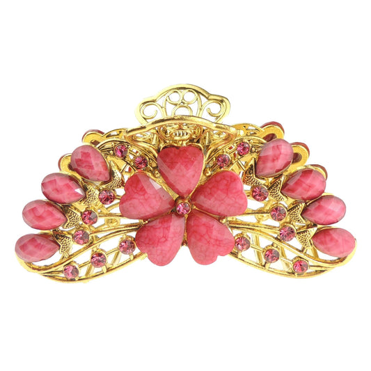 Ladies Vintage Gold Tone Chunky Metal 9cm Hair Claw Daisy Flower