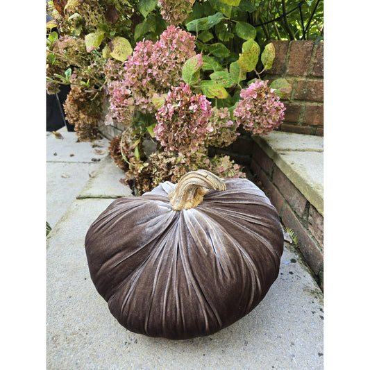 Mink Beige Mushroom Silk Velvet XXL Pumpkins Rustic Autumn Tablescape Hall Wedding House Warming Gift Idea Accent Decor Decoration