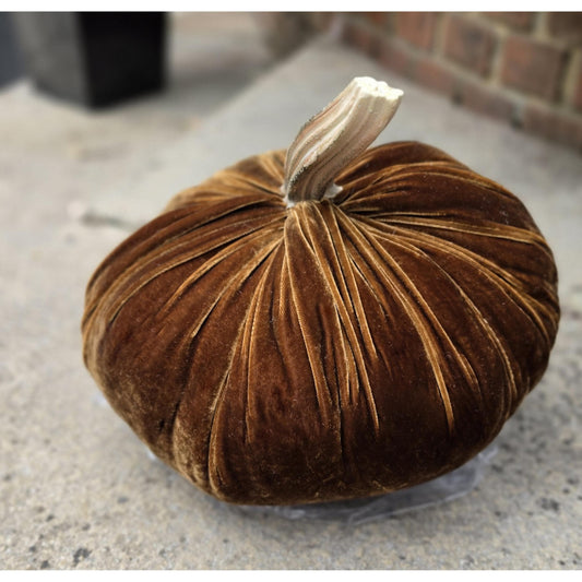 Chocolate Brown LARGE Silk Velvet Pumpkin, Rustic Farmhouse Decor, Wedding Centerpiece,Thanksgiving Tablescape,Hostess Gift Idea Autumn Fall