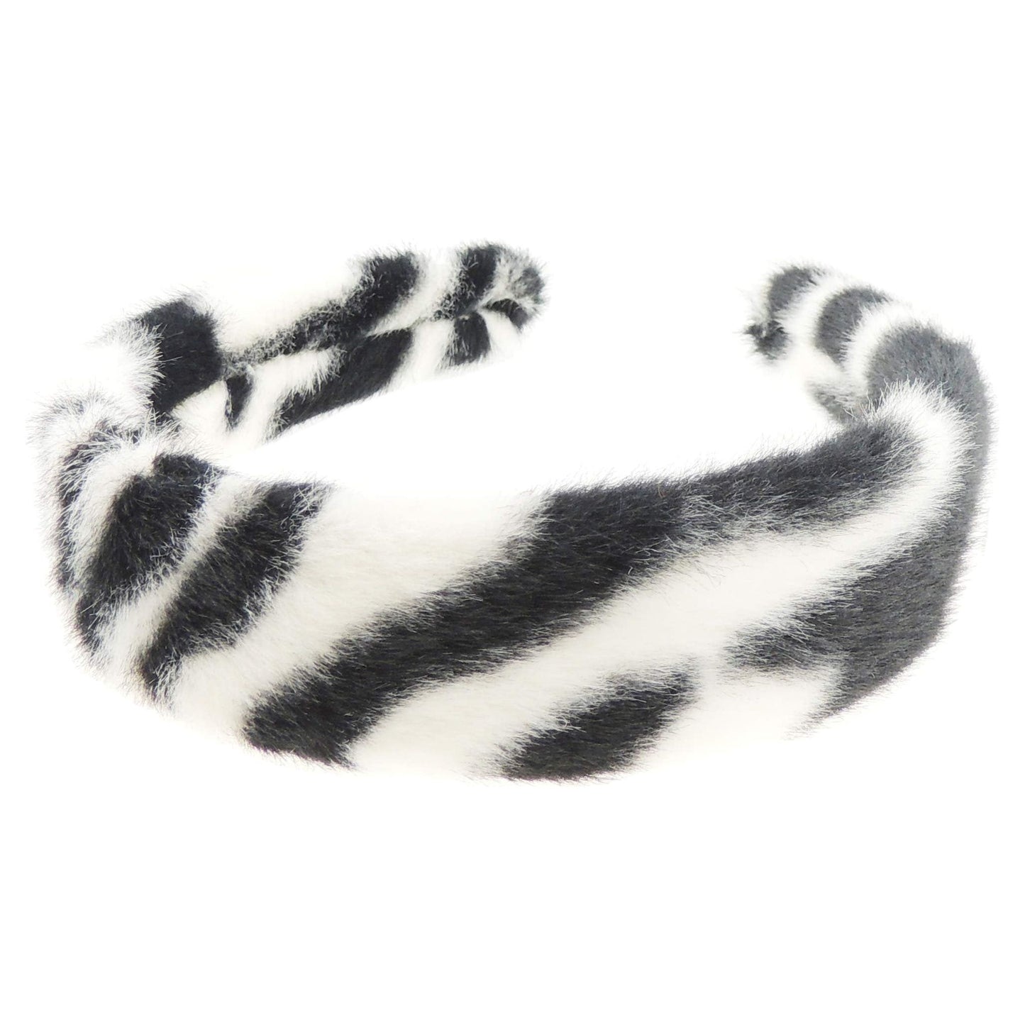 Ladies Wide Animal Zebra Tiger Print Soft Faux Fur Fabric Winter Headband Alice Band