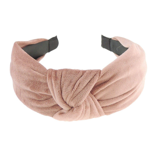 Velvet Knotted Wide Top Knot Twist Twisted Fabric Turban Evening Winter Boho Vintage Headband Alice Band Women, Hair Accessories Hairband Christmas Birthday Wedding Bridesmaid (Light Brown)