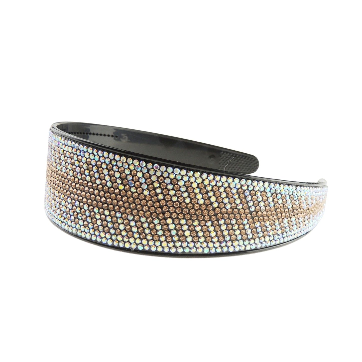 Extra Sparkly Wide Large Womens Diamante Rhinestone Black Crystal Wedding Formal Occasion Christmas Birthday Pageant Bridal Party Alice Band Headwear Hairband Headband (Black Silver AB, One Size)