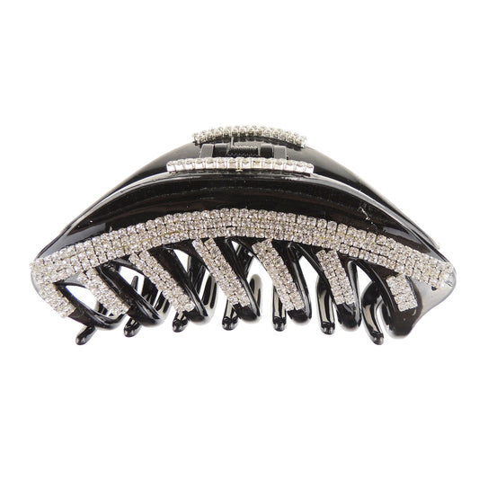 Extra Sparkly Medium 9.5cm Diamante Crystal Evening Hair Claw Clamp Curved Stripes