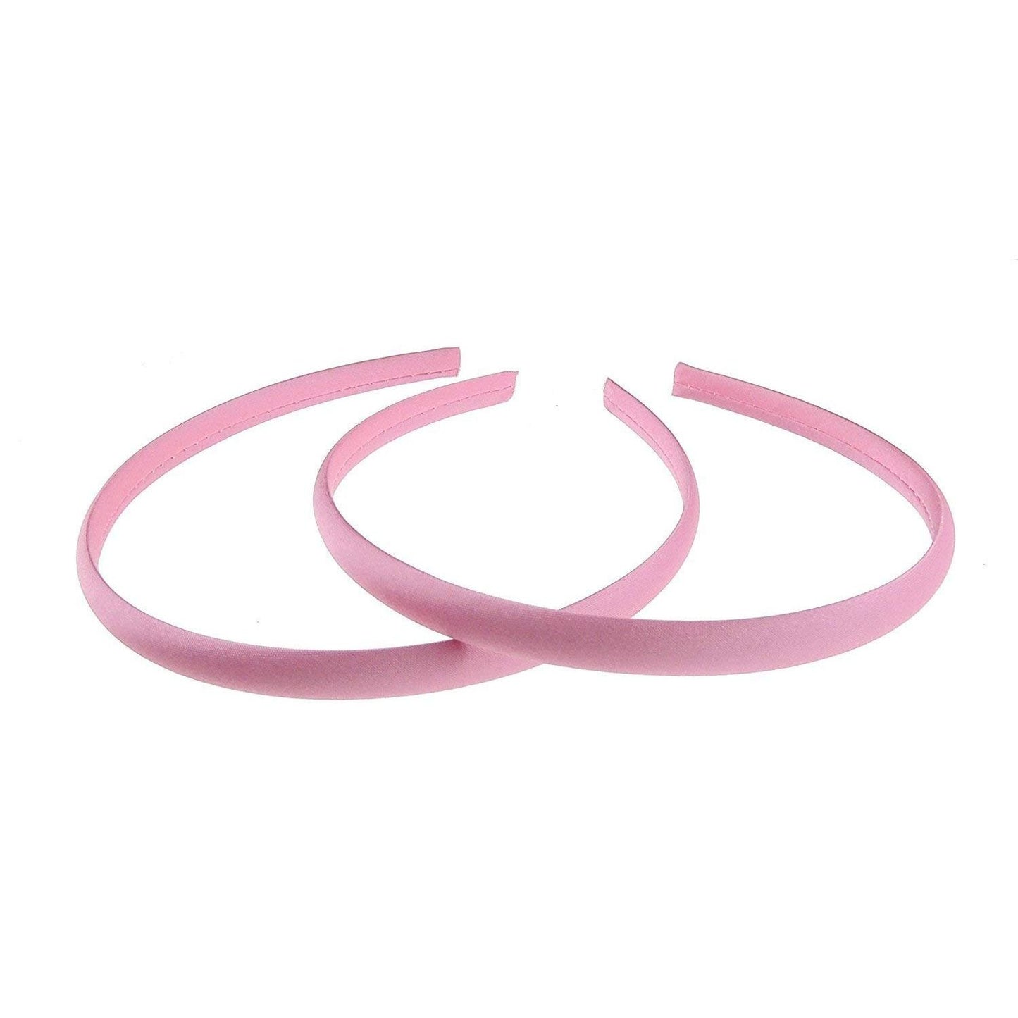 Pair of 2 Slim Thin 1cm Satin Covered Girls Party Satin Plain DIY Alice Headband Hairband Head Hair Band Kids School Uniform (Violet)