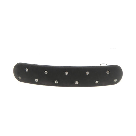 Womens Girls Crystal Diamante Classic Plain Wedding Birthday Party Evening Ponytail Fine Medium Hair Accessories Occasion Barrette Hairpin French Spring Clip Rectangular Thin Long Modern Matte Black