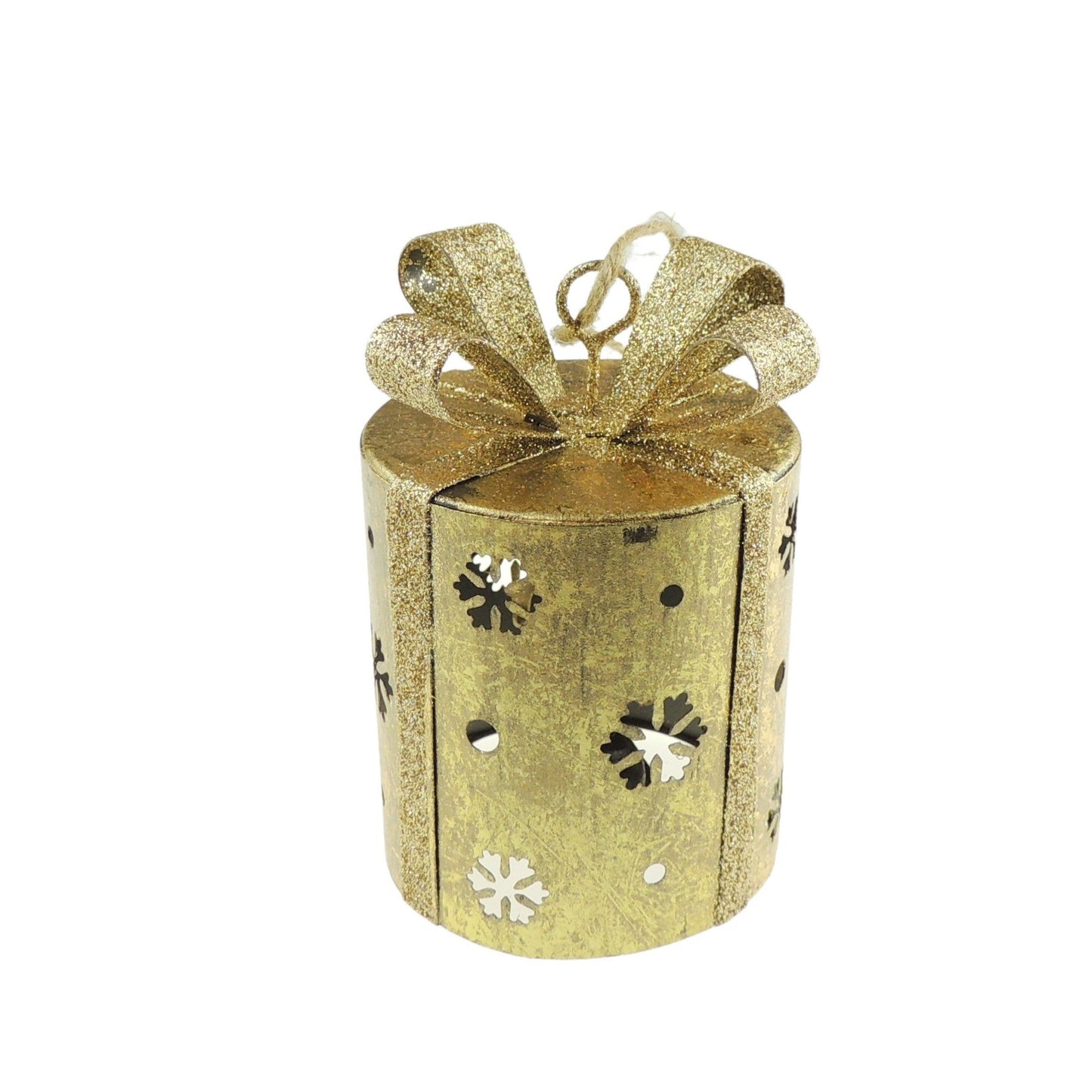 Sparkly Glitter Gold Bell Festive Snowflake Bow Hanging Acrylic Christmas Tree Bauble Present Ornament Xmas DecorHome Decoration