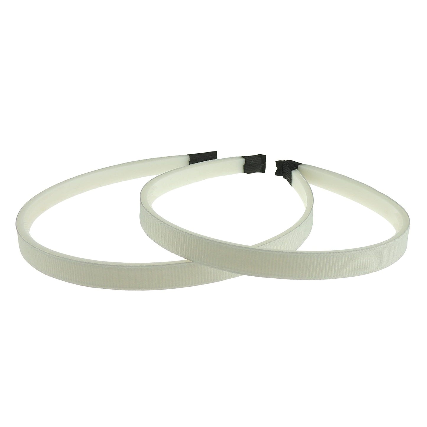Ladies Girls Set of 2 Ribbed Satin Ribbon 10mm White Toothed Covered Headband Alice Band