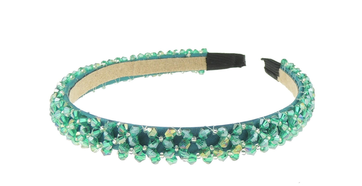 Womens Beaded Diamante Crystal Encrusted Sparkly 1.5cm Wedding Formal Occasion Bridesmaid Christmas Birthday Pageant Evening Bridal Party Formal Alice Band Headwear Hairband Headband