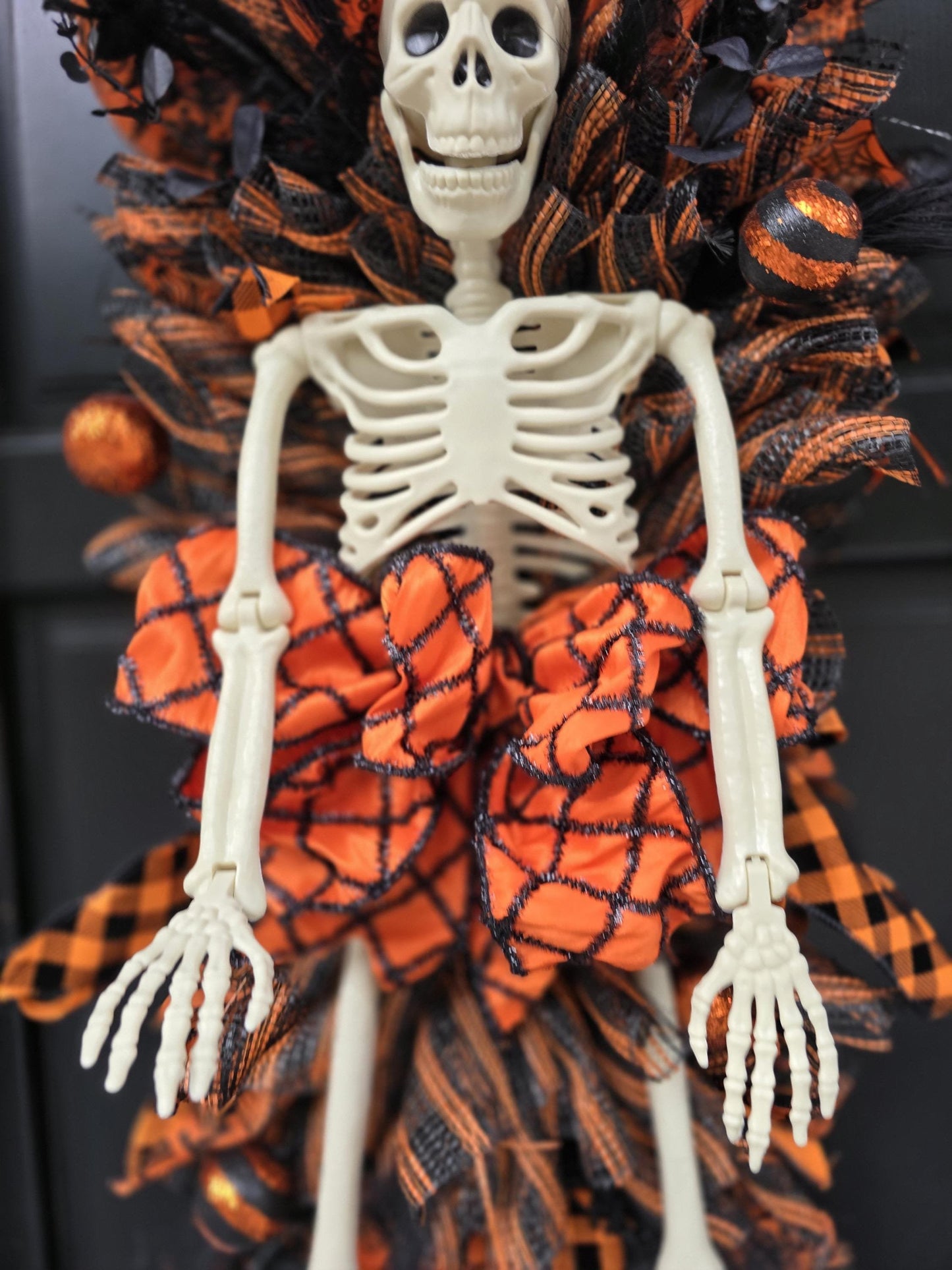 XXL Skeleton Halloween Teardrop Swag | Luxury Halloween Front Door Decor | 106cm (42")