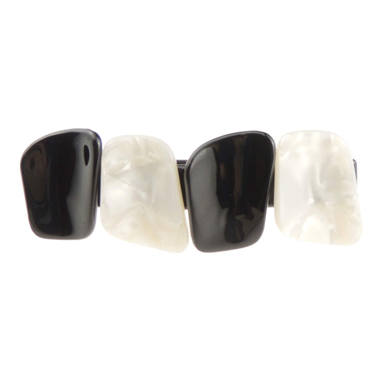 Modern Boho Retro Womens Girls Wedding Birthday Party Evening Ponytail Fine Medium Hair Accessories Occasion Barrette Hairpin Grip French Spring Clip 3D Large Marbled White Black