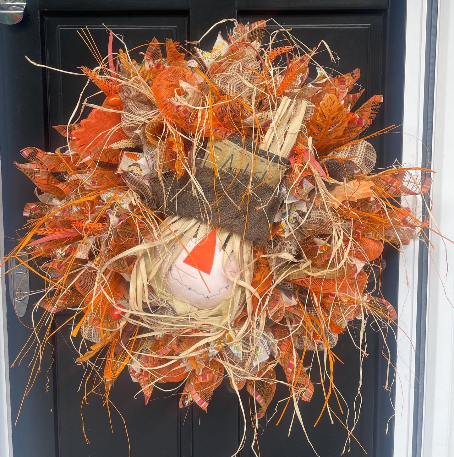 Luxury Scarecrow Autumn Wreath | Large Harvest & Thanksgiving Front Door Wreath | 60cm (24")