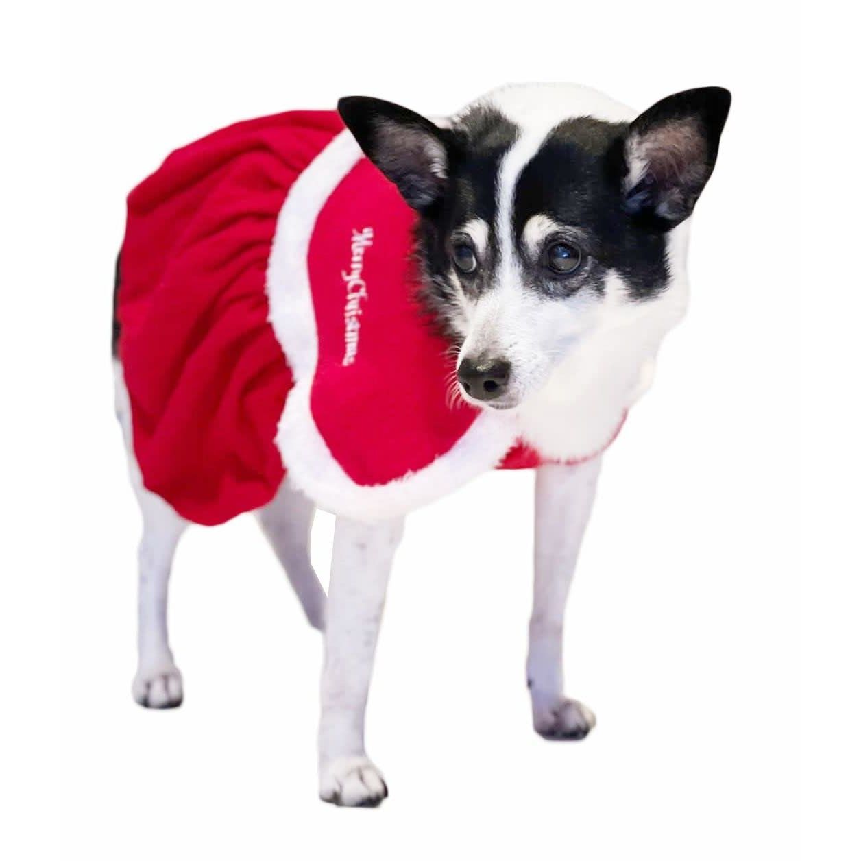 Cute Festive Red Funny Santa Claus Father Christmas Party Boy Girl SMALL DOG BREED ONLY Puppy Kitten Cat Warm Winter Fleece Costume Clothes Jumper Dress Skirt Coat Walking Hoodie Outfit (XXL)
