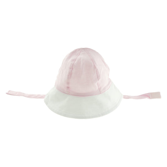Glamour Girlz Baby Girls Boys Soft Jersey Cotton White Pink Block Colour Bucket Cloche Beanie Sun Cap Hat (3-6 Months, Pink)