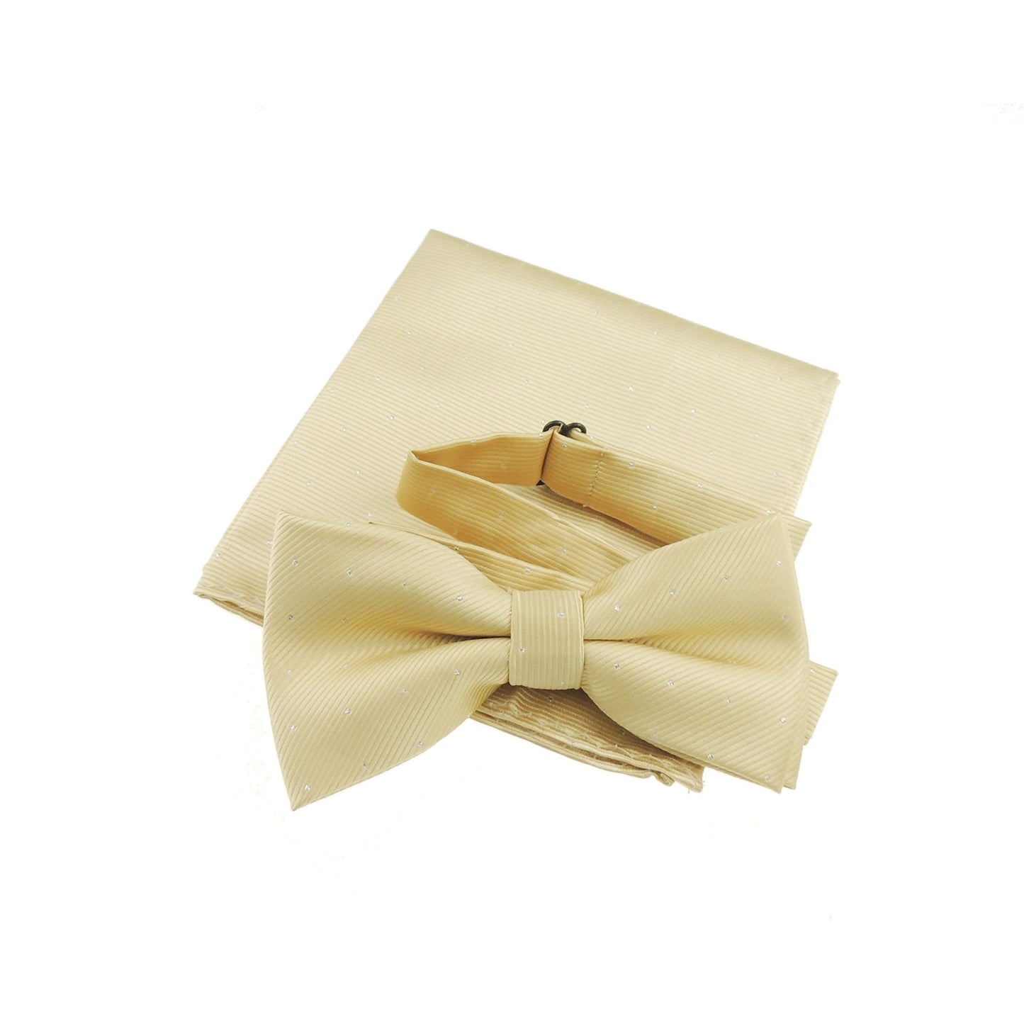 Men's Evening Black Tie Wedding Groom Fine Silver Glitter Flocked Print Bow Tie & Pocket Square Set in over 20 Colours