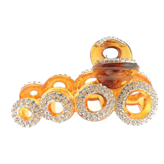 Extra Sparkly Diamante Crystal Evening Thin Fine Hair Claw Clamp Round Circles