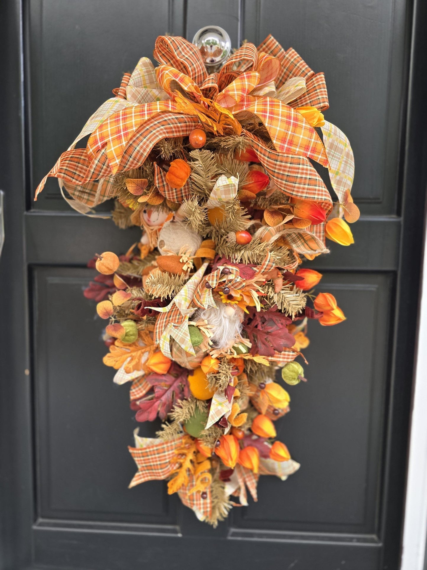 Luxury Harvest Teardrop Swag | XL Autumn Front Door Swag | Thanksgiving Decor | 95cm (37")