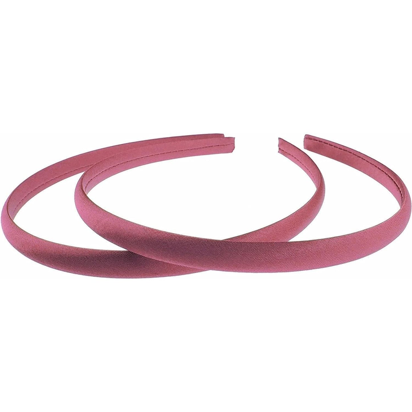 Pair of 2 Slim Thin 1cm Satin Covered Girls Party Satin Plain DIY Alice Headband Hairband Head Hair Band Kids School Uniform (Violet)