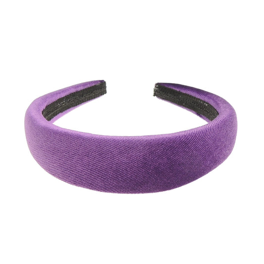Womens Luxury Slightly Padded Puffy Velvet Flat Winter Evening Wedding Party Birthday Bridal Christmas Birthday Bridesmaid Headband Alice Band Hair Accessories Hairband (Purple, One Size)