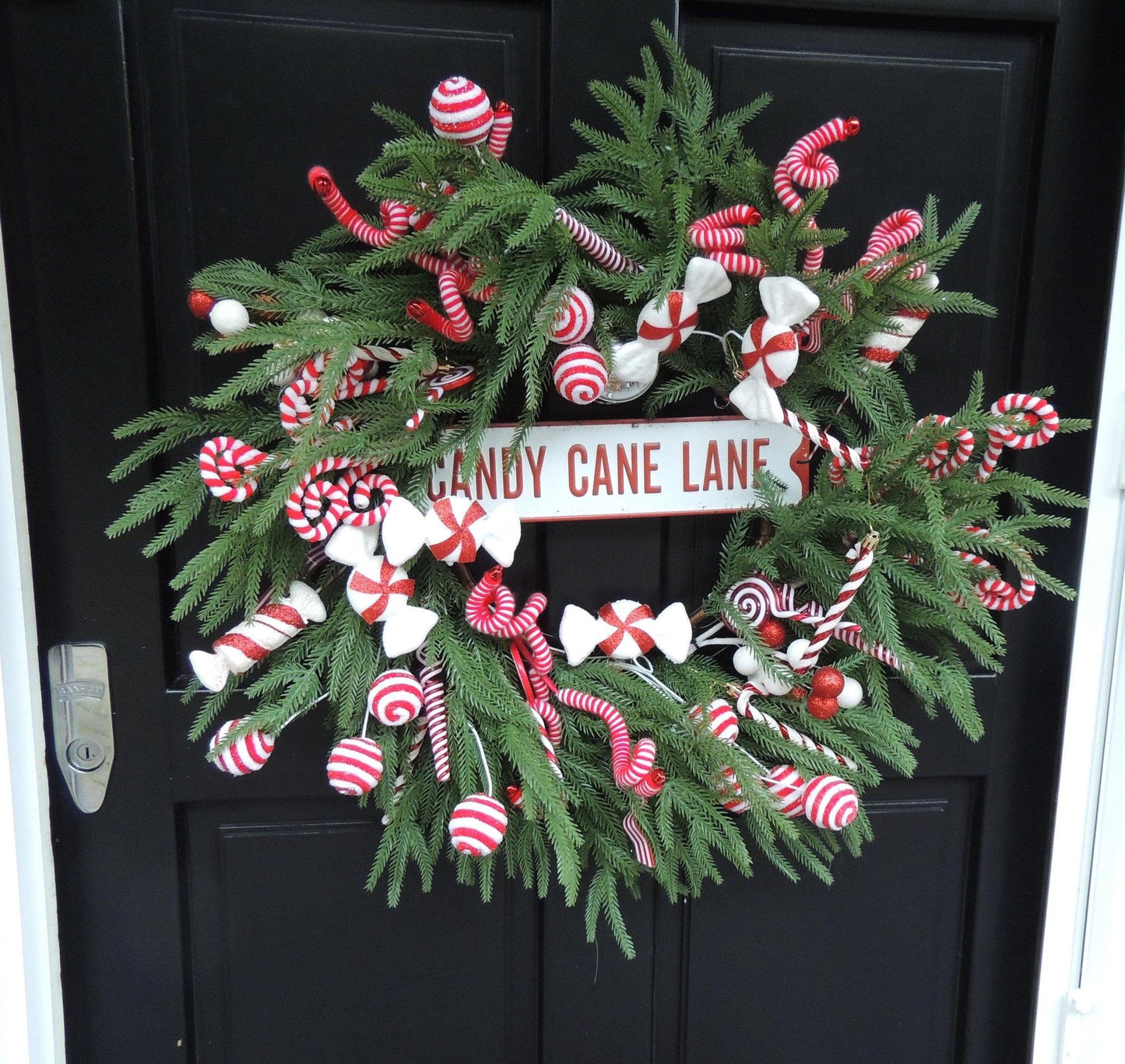 Luxury Candy Cane Christmas Wreath | Candy Cane Lane Front Door Wreath | 60cm (24")