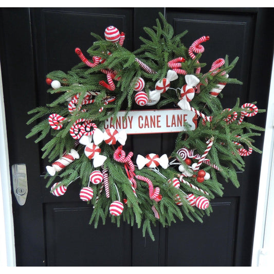 Luxury Candy Cane Christmas Wreath | Candy Cane Lane Front Door Wreath | 60cm (24")
