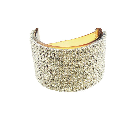 Sparkly Womens Girls Crystal Rhinestone Diamante Bridal Wedding Guest Christmas Party Bridesmaid Birthday Hair Accessories Banana Wide Cuff Styling Ponytail Hair Barrette Grip Claw Clamp