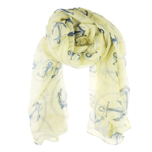 Glamour Girlz Ladies Soft Feel Large & Small Anchor Print Naval Maritime Ocean Boat Lover Fashion Scarf Wrap