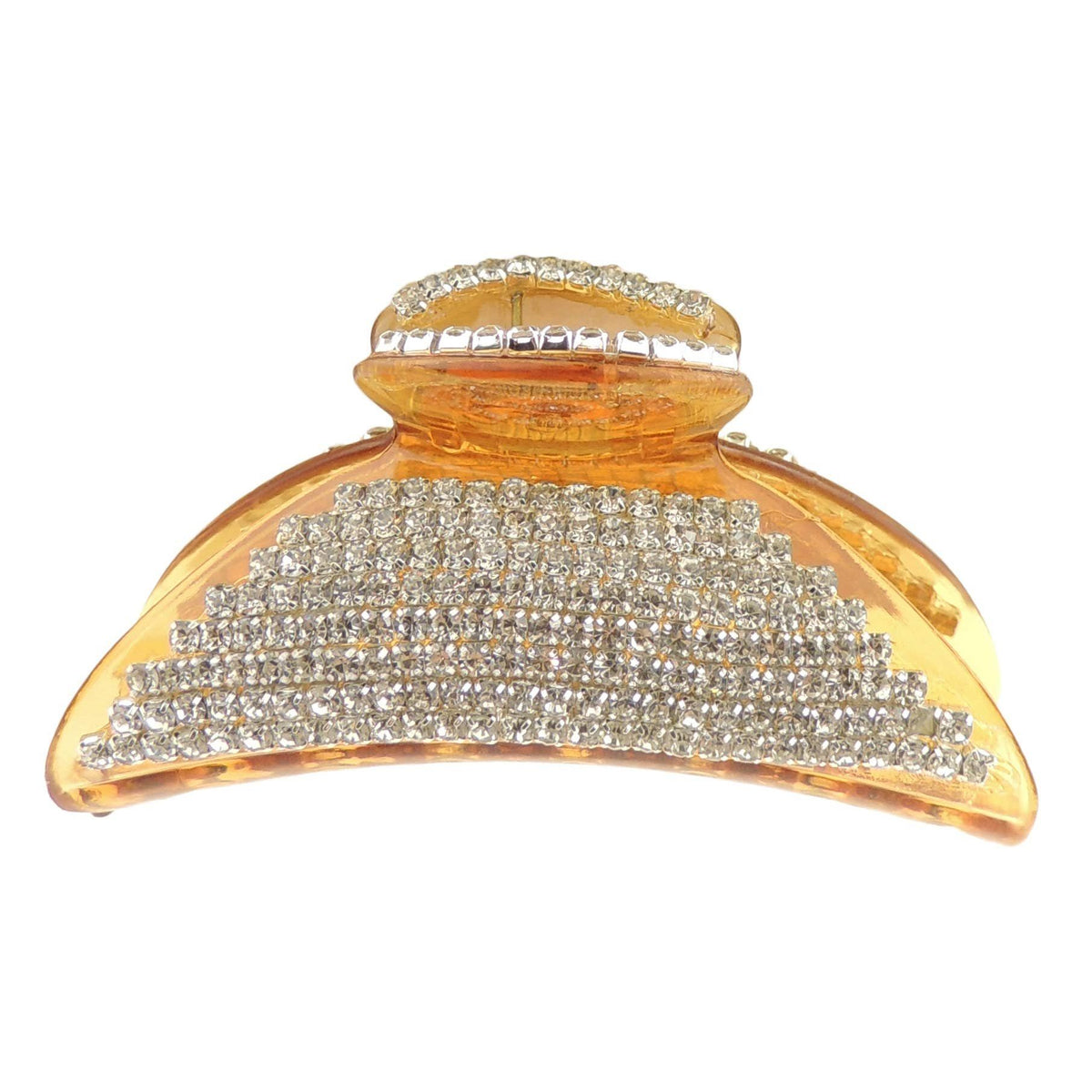 Extra Sparkly Women Girls Crystal Diamante Rhinestone Gems Wave Jaw Clip Octopus Clamp Grip Bridal Wedding Party Styling Fine Thin Hair Accessories Butterfly Claw Rounded 8 Row Sunset (Brown)
