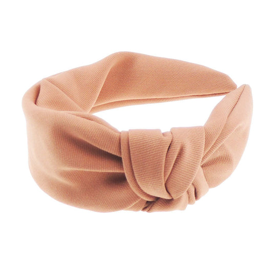Womens Girls Knotted Top Knot Twisted Sparkly Jersey Fabric Covered Turban Chiffon Fabric Wedding Formal Christmas Party Birthday Headband Hair Alice Band (Dark Coral)