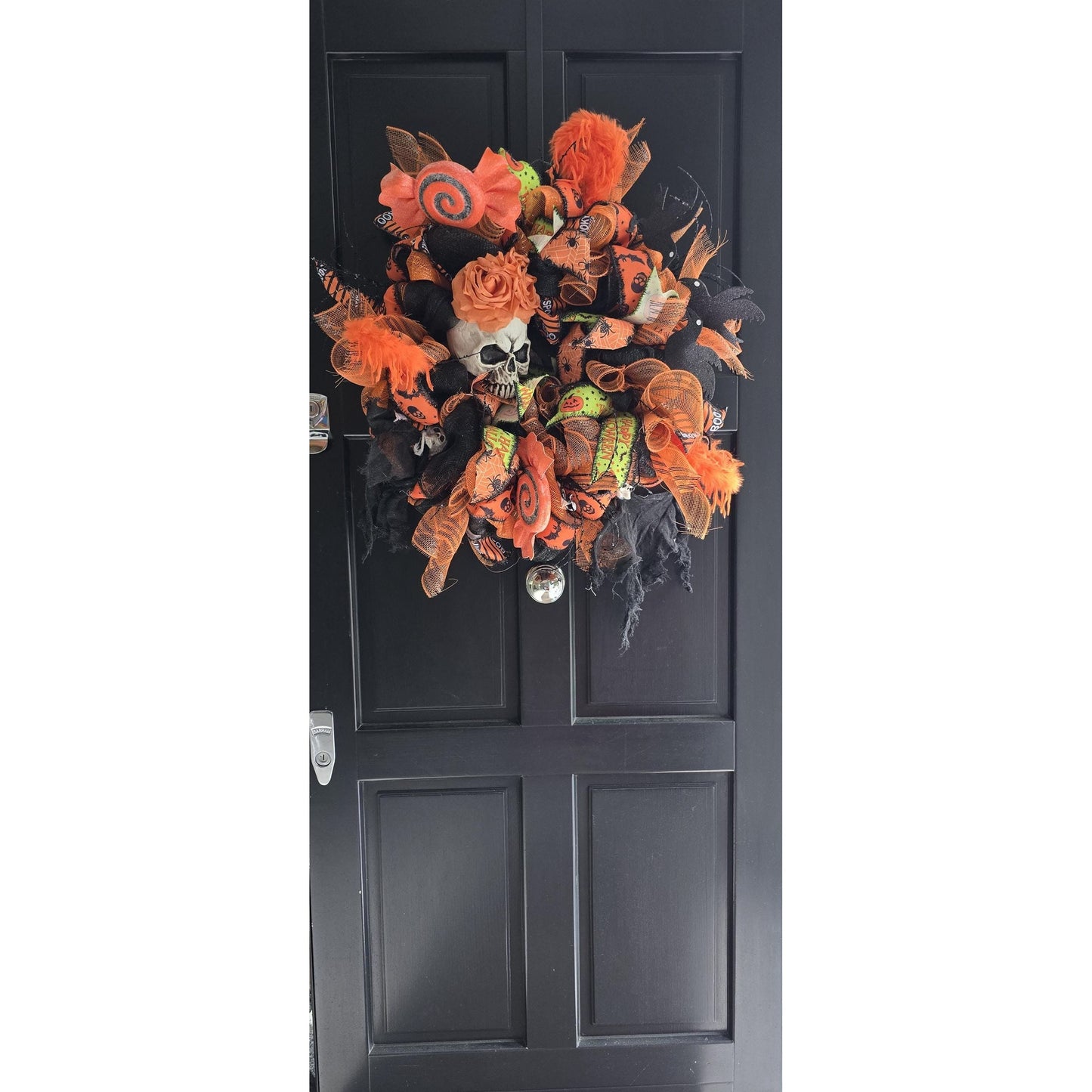 XL Oversized Halloween Front Door Wreath Hanger Skeleton SKELLY Skull Wall Porch Hanger Handmade House Home Decor Decorations Welcome Gothic
