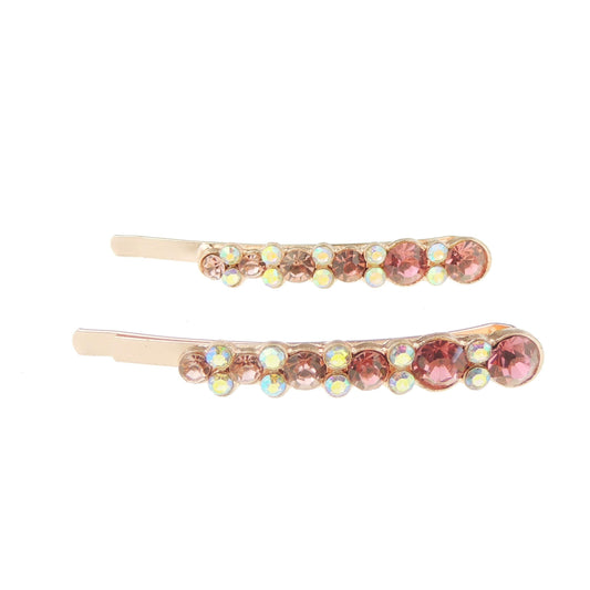 Set of 2 Girls Ladies 6cm Sparkly Crystal Circles Dots Hair Grips