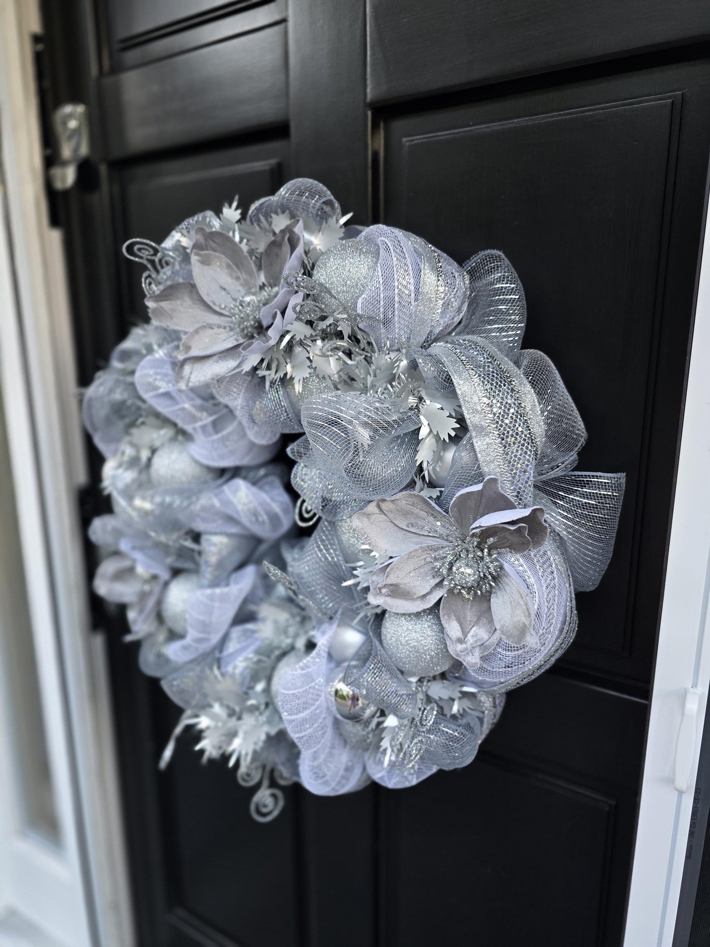 Luxury Silver Christmas Wreath | Glam Metallic Front Door Wreath | 50cm (20")