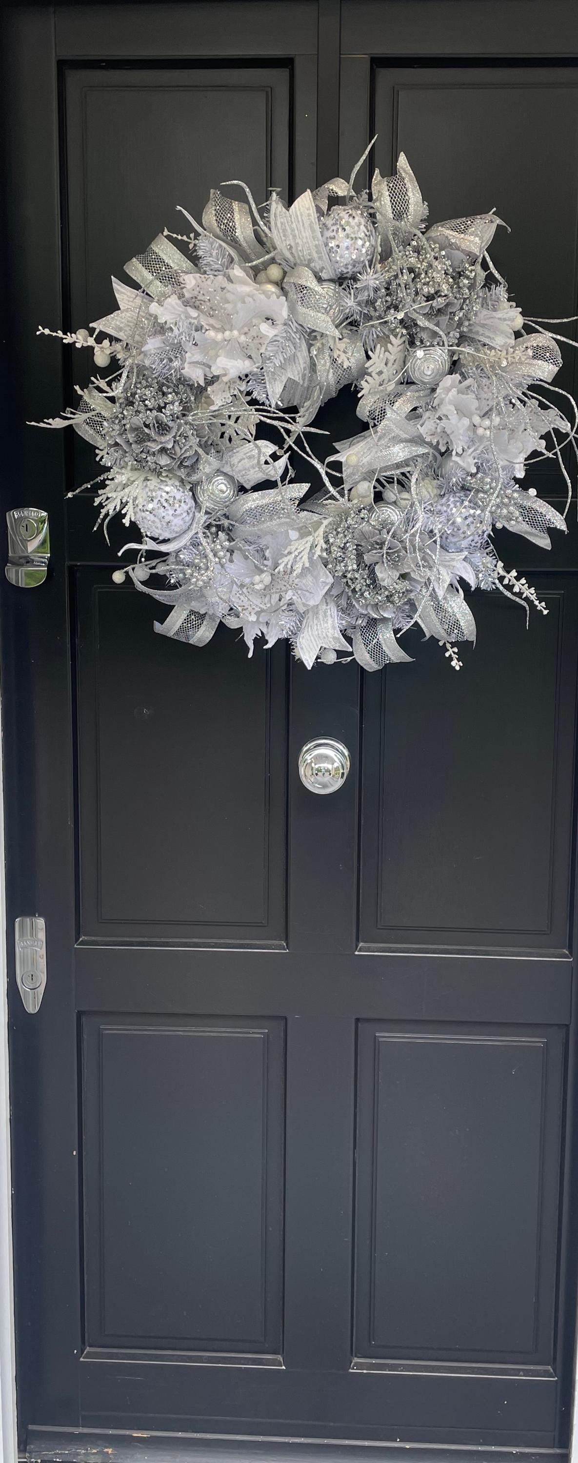 Luxury White & Silver Christmas Wreath | Winter Wonderland Front Door Wreath | 50cm (20")