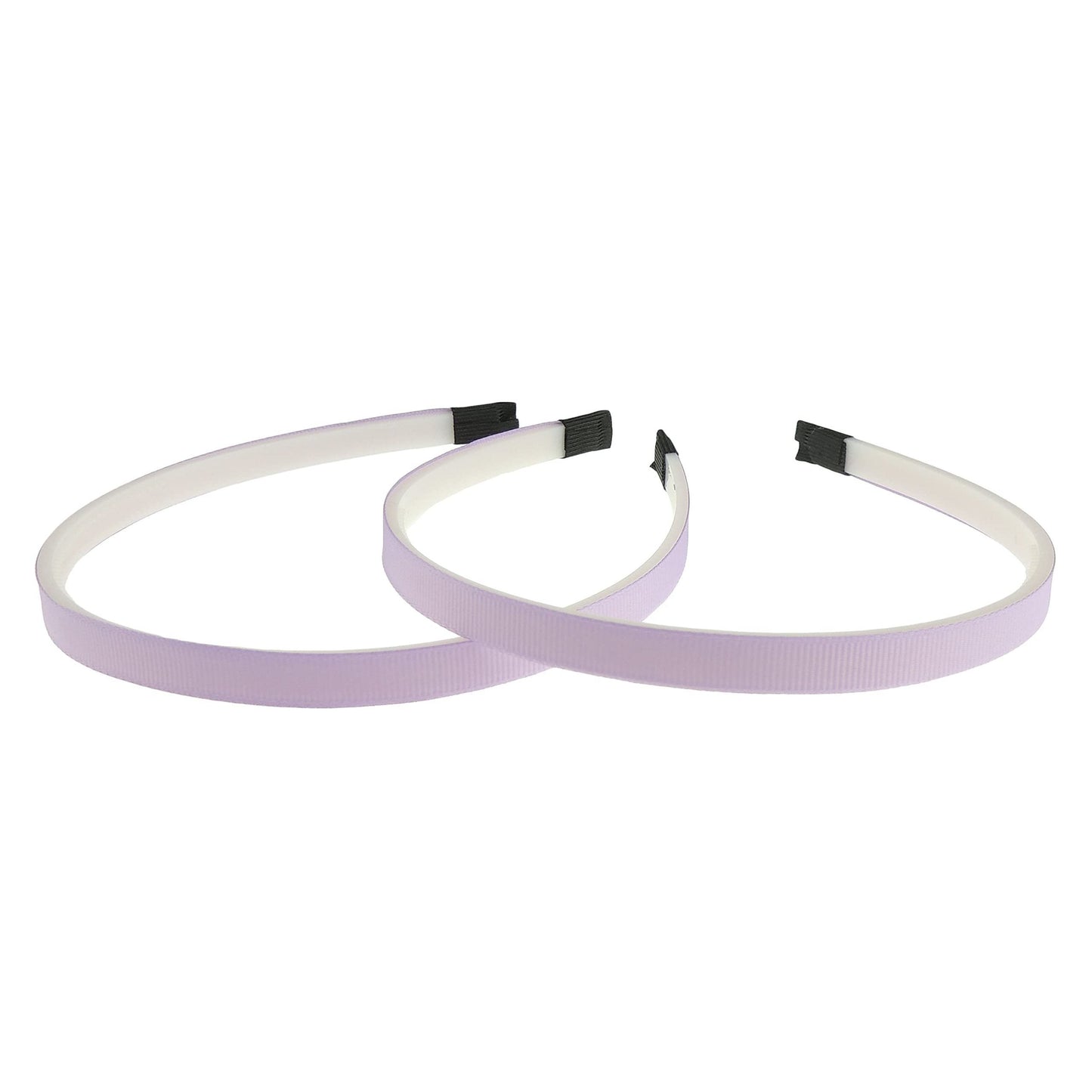 Ladies Girls Set of 2 Ribbed Satin Ribbon 10mm White Toothed Covered Headband Alice Band