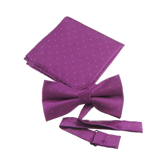 Men's Evening Black Tie Wedding Groom Fine Silver Glitter Flocked Print Bow Tie & Pocket Square Set in over 20 Colours