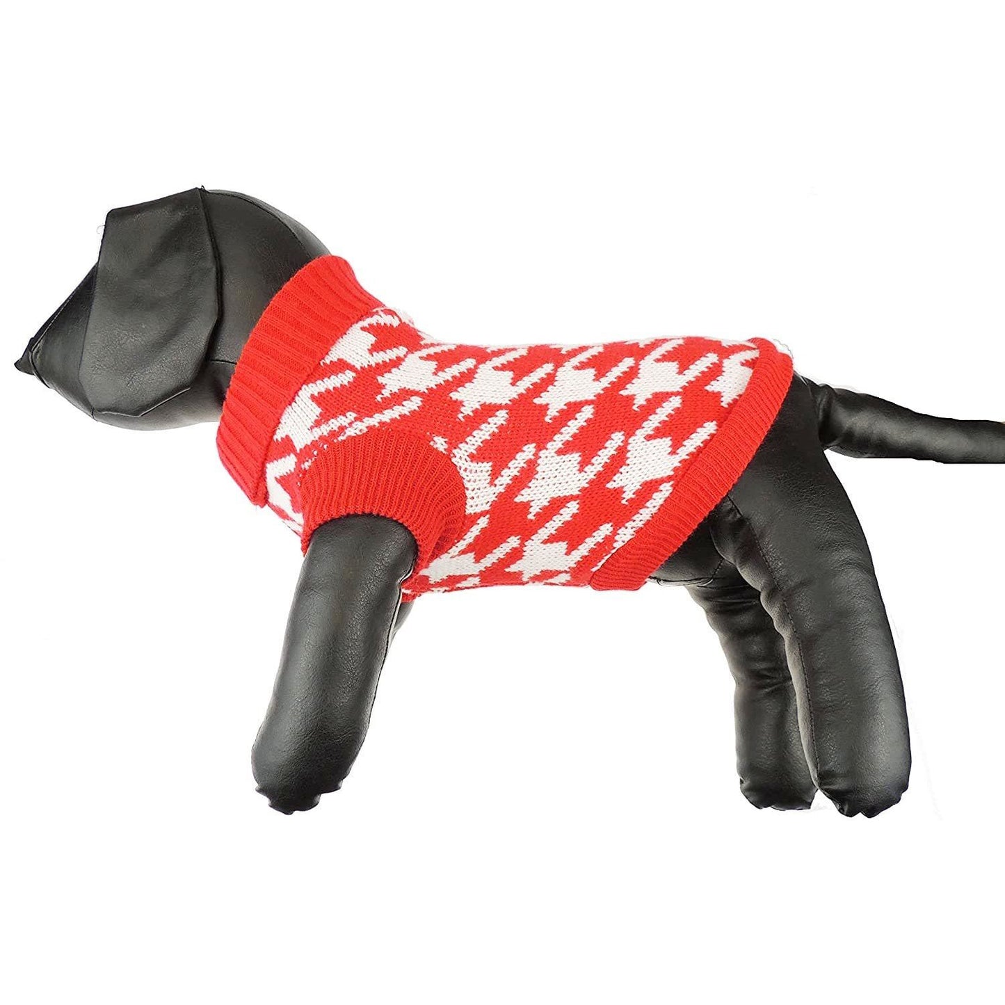Cute Knitted SMALL DOGS ONLY Puppy Cat Kitten Warm Winter Girl Boy Cold Weather Vest Clothes Jacket Coat Hoodies Sweatshirt Christmas Ideas Houndstooth Dogtooth Plaid Print Pullover Jumper Sweater