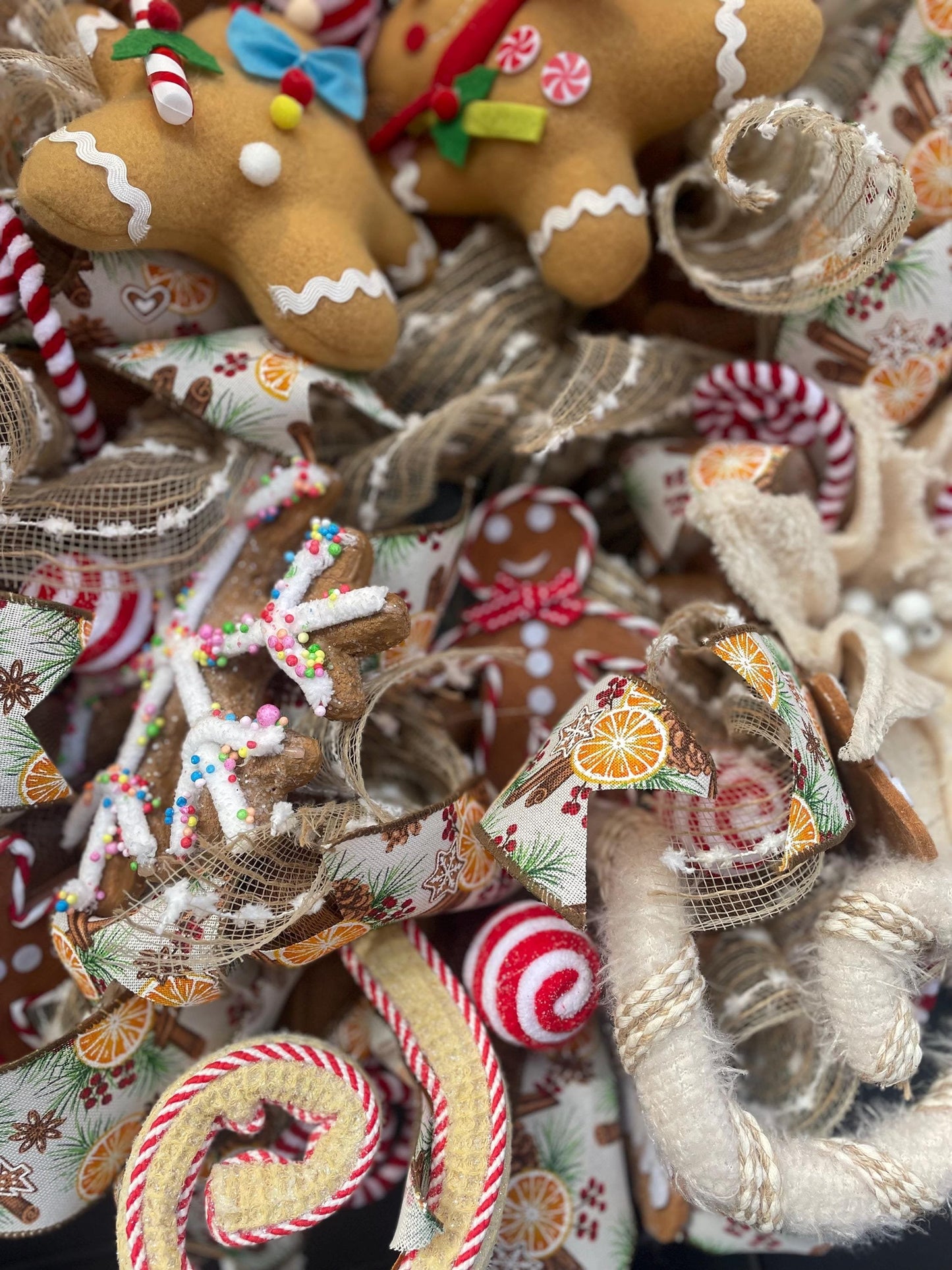 Luxury Gingerbread Christmas Wreath | Candy Cottage Front Door Wreath | 50cm (20")