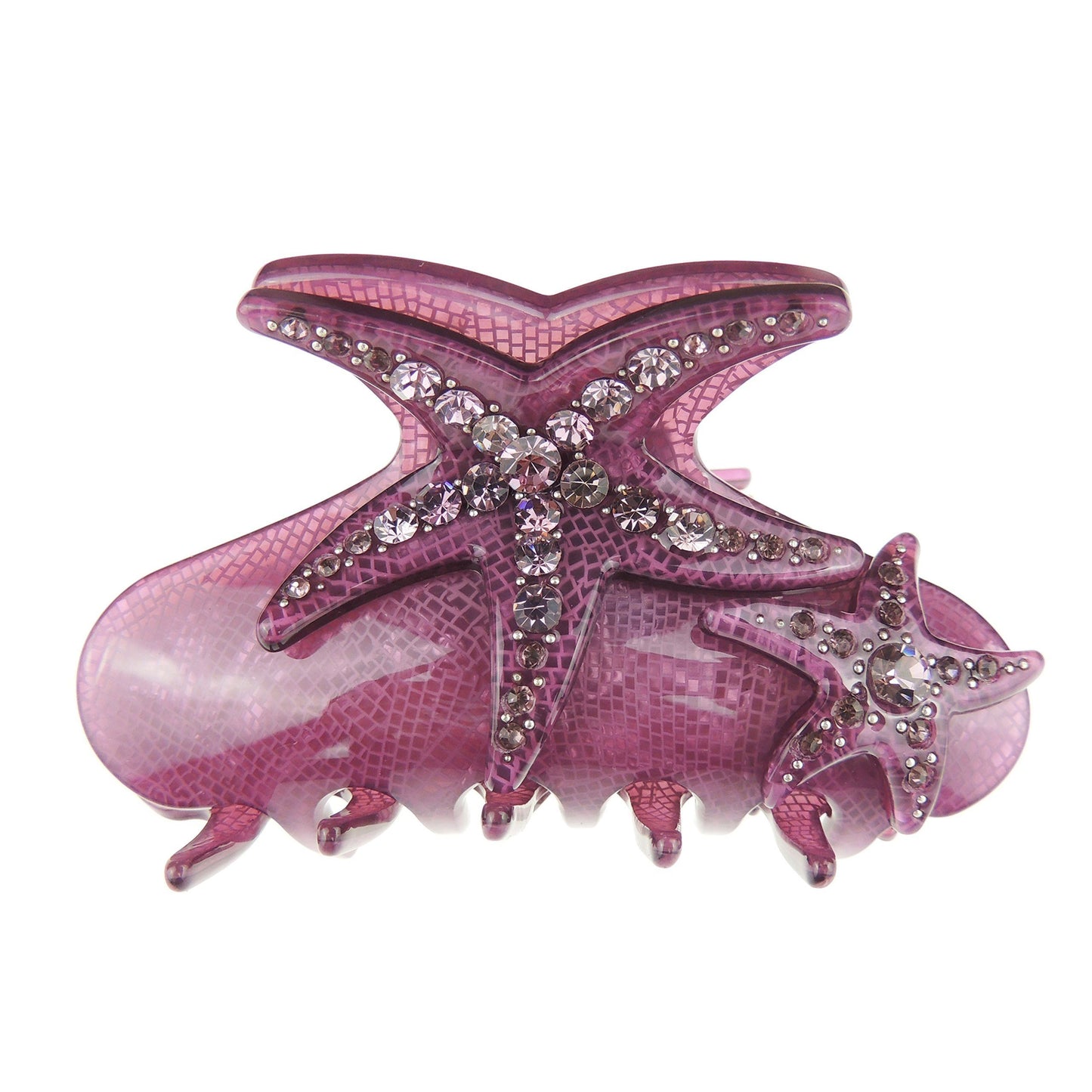 Sparkly Women Girls Crystal Diamante Rhinestone Gems Bridal Wedding Formal Occasion Headpiece Party Styling Hair Accessories Butterfly Claw Jaw Clip Octopus Clamp 9cm Starfish Purple