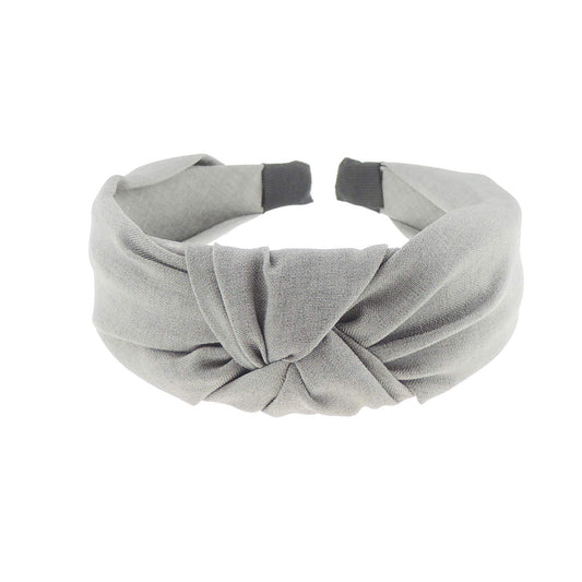 Ladies Womens Evening Fancy Knot Twist Twisted Turban Wide Thick Formal Boho Vintage Headband Alice Band Hair Accessories Hairband Christmas Wedding Bridesmaid Party Shimmer (Grey)