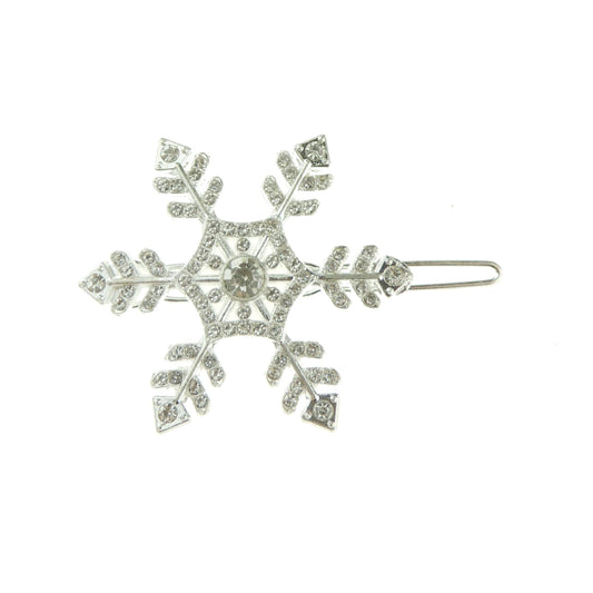 Ladies Sparkly SIlver Tone Crystal Snowflake Star Diamante Crystal Rhinestone Womens Girls Party Christmas Bridal Wedding Accessories Hairpin Hair Clip Grip Bobby Pin Clip Slide
