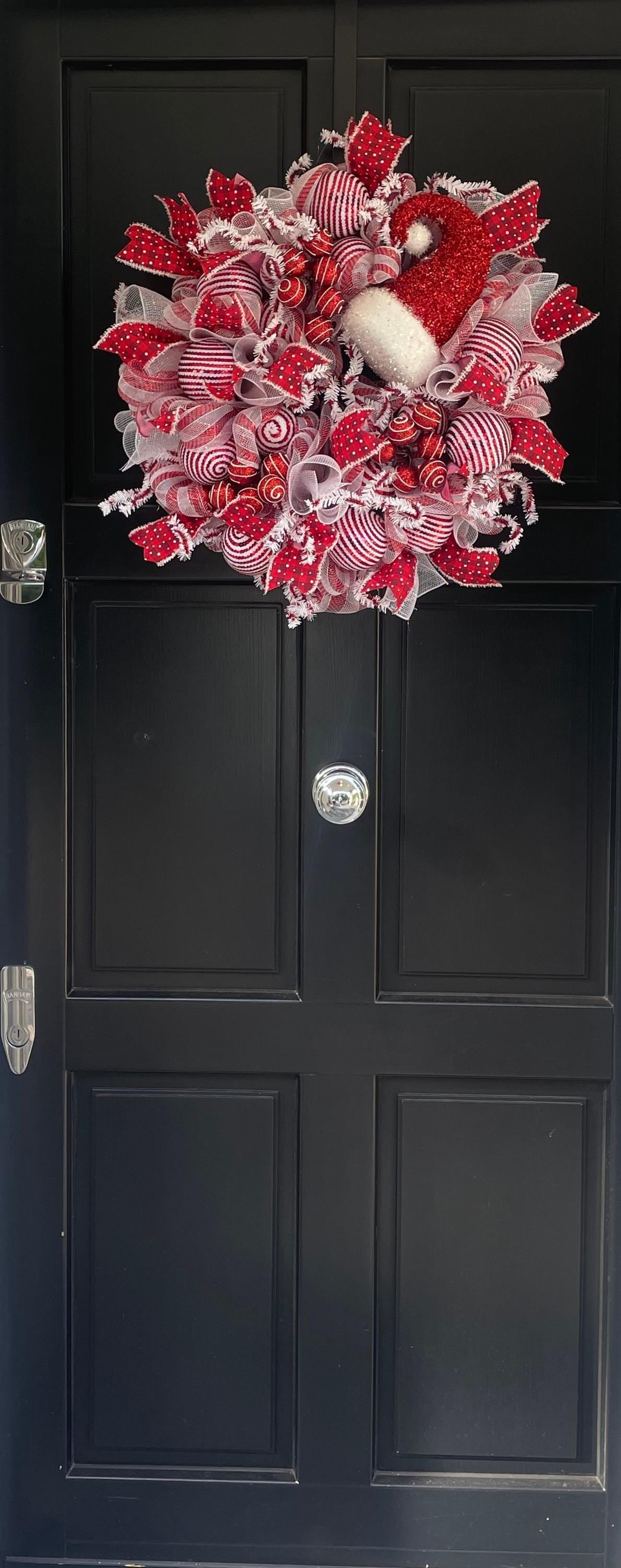 Luxury Santa Hat Christmas Wreath | Red & White Front Door Wreath | 50cm (20")